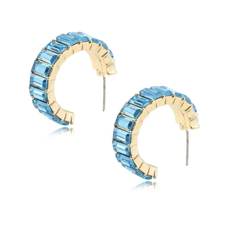 Women's Multicolor Cubic Zirconia Decor Cuff Stud Earrings