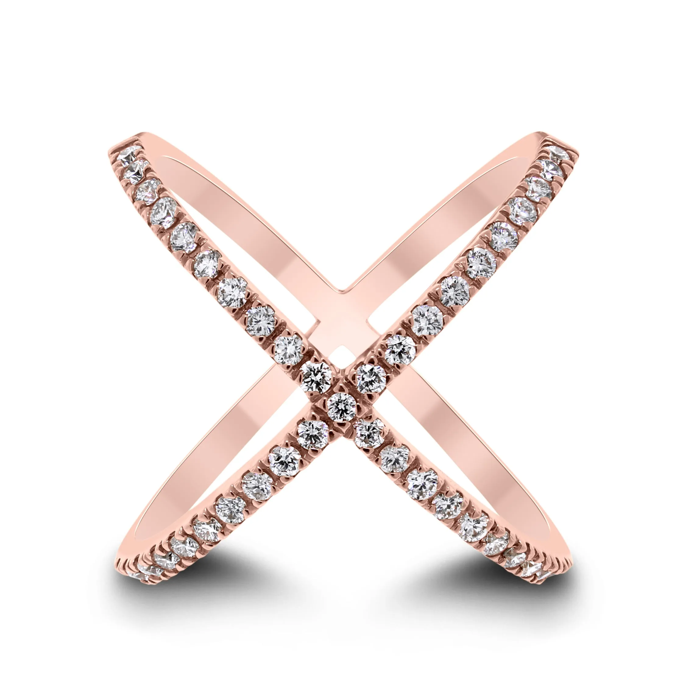 Xena Diamond Cross Ring (0.53 ct Diamonds) in Rose Gold