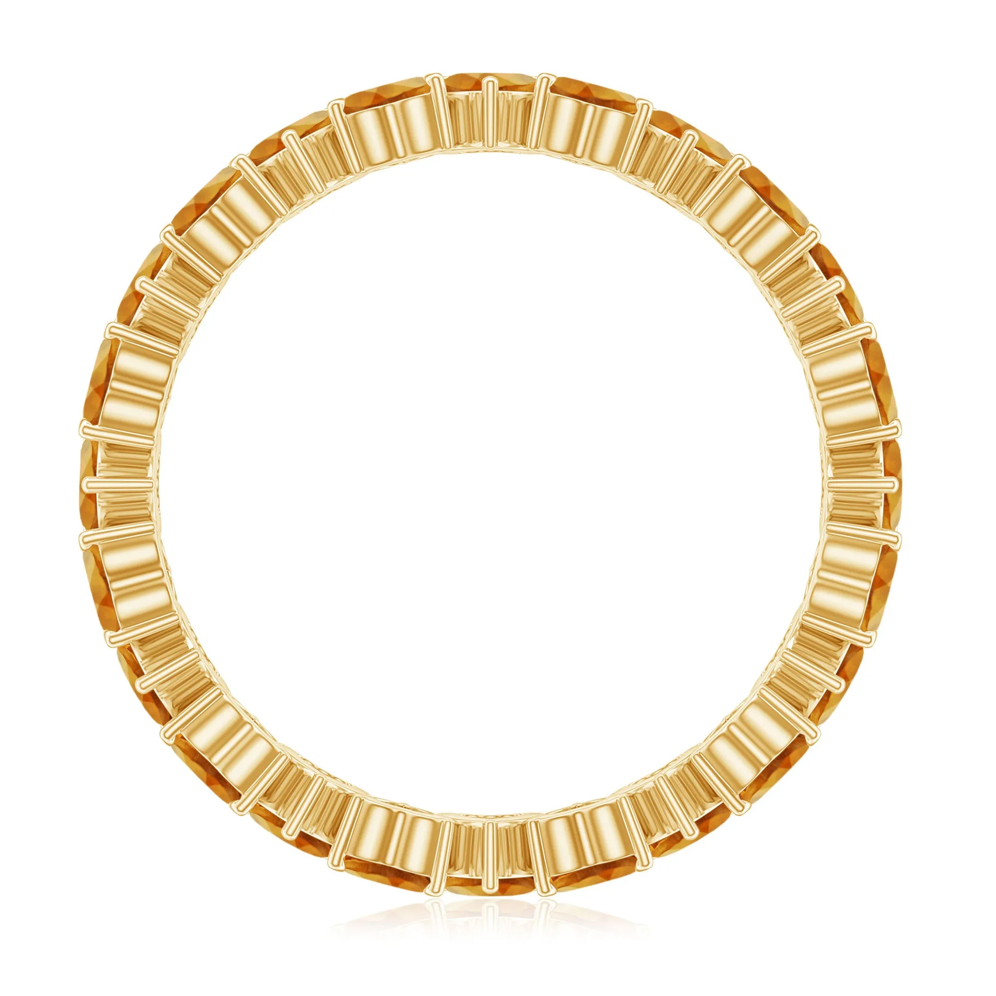 Yellow Heart Cut Citrine Eternity Ring in Claw Setting