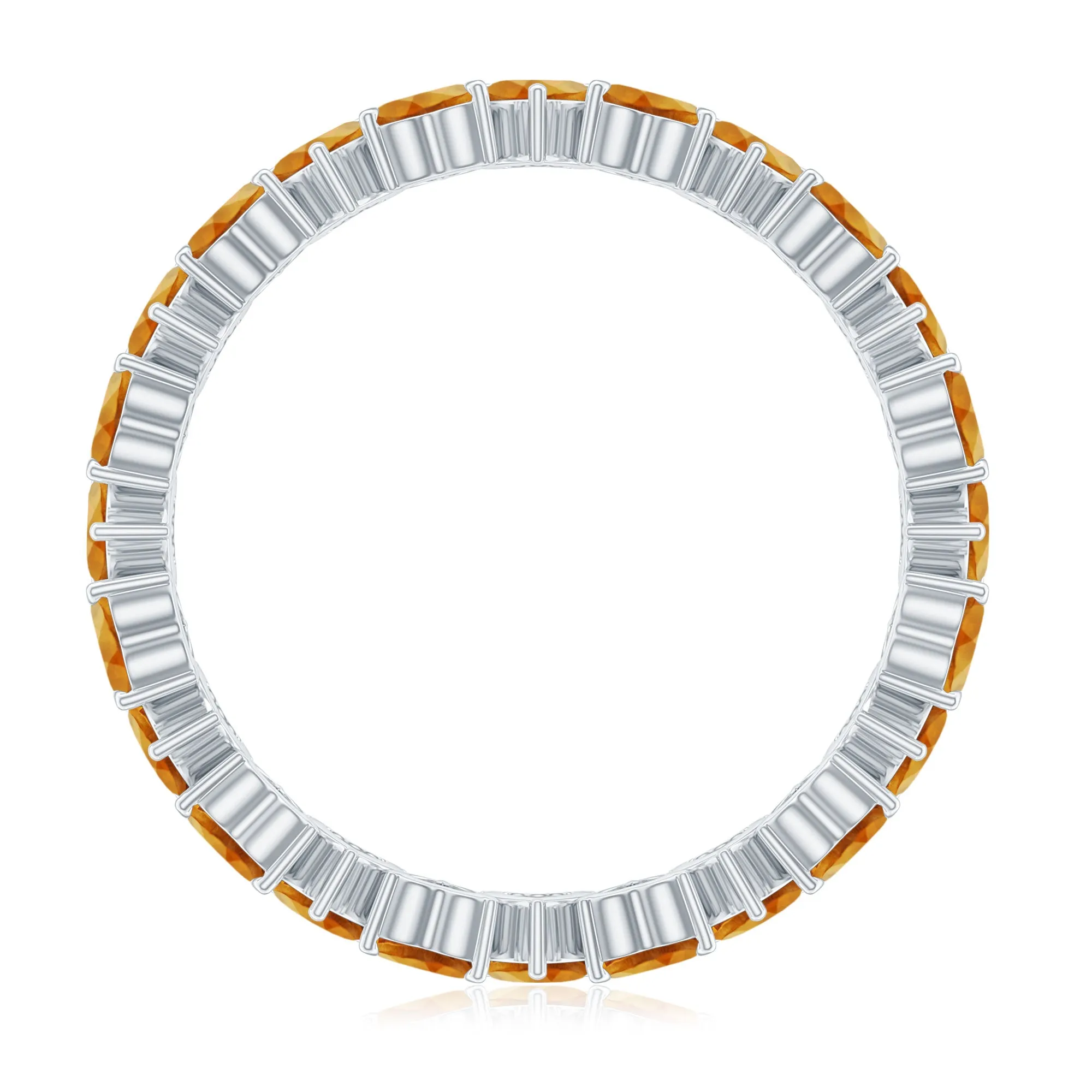 Yellow Heart Cut Citrine Eternity Ring in Claw Setting