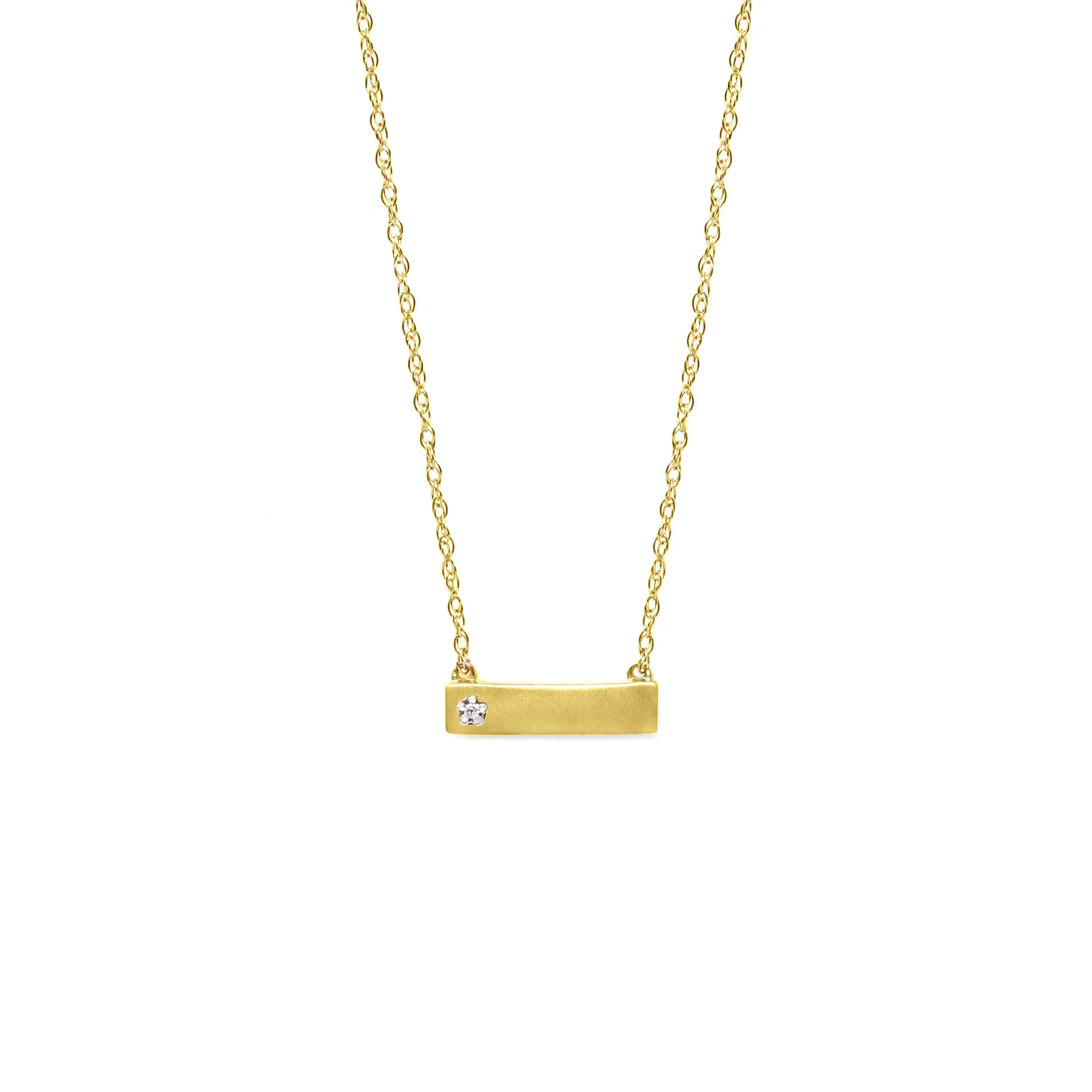 Y/G Diamond Side Bar Pendant 9ct